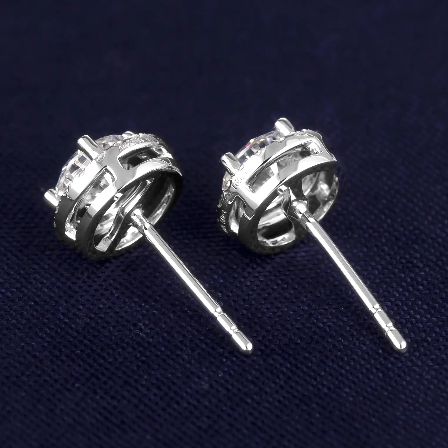 18K White Gold Moissanite Stud Earrings - Customizable Girls Jewelry 4