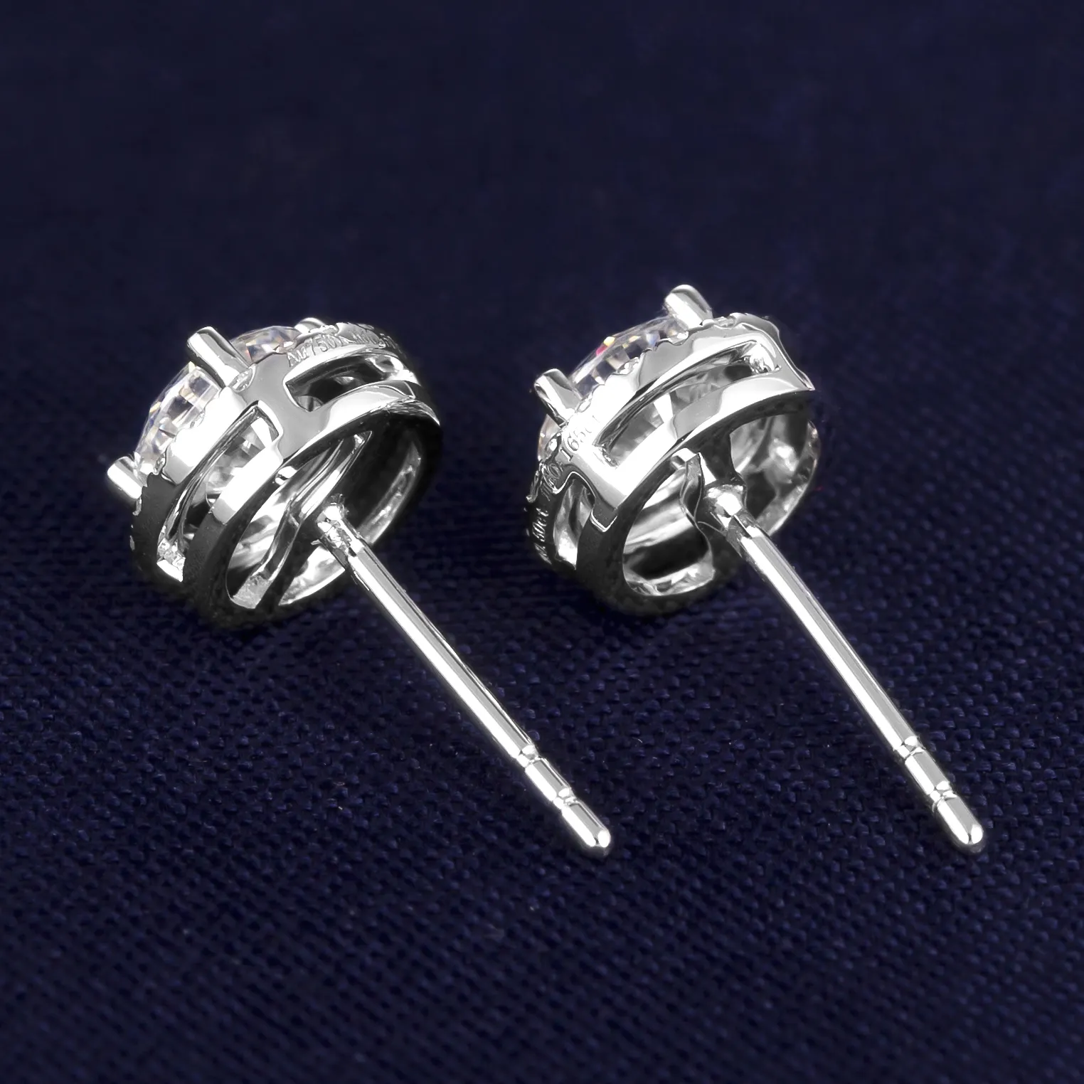 18K White Gold Moissanite Stud Earrings - Customizable Girls Jewelry 4