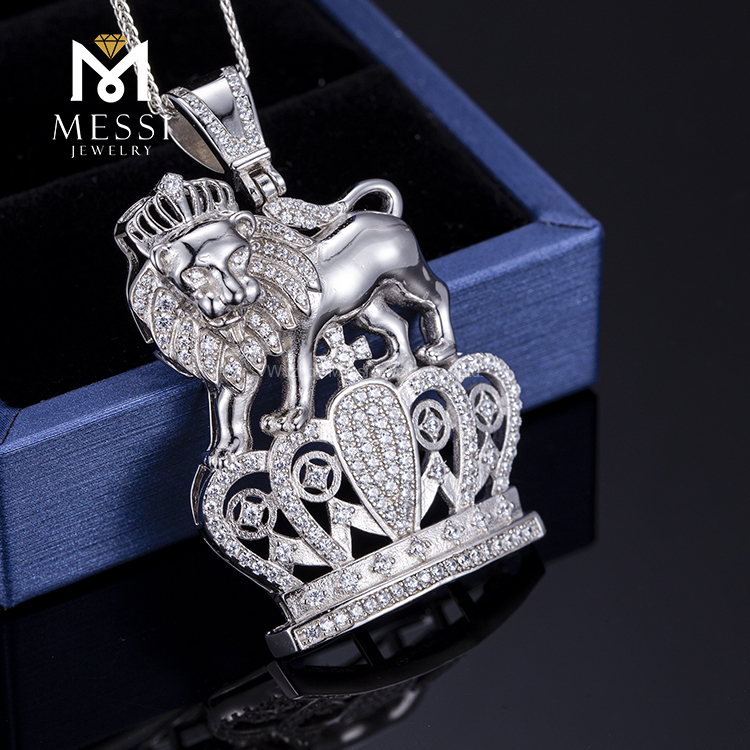 Messi Alahas - Messi Alahas micro pave cz bato nga leon nga disenyo 925 sterling silver necklace pendant Moissante Pendant 9