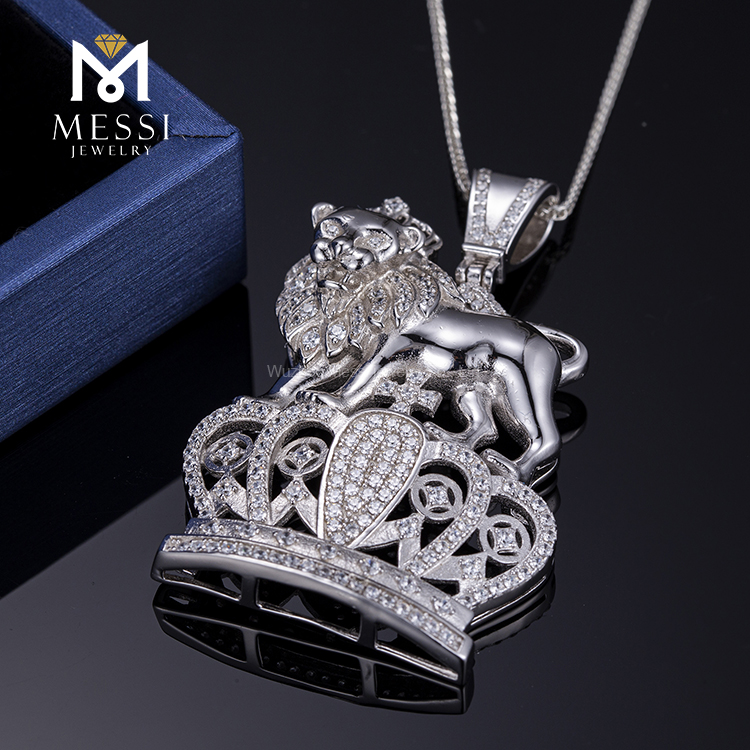 Messi Alahas - Messi Alahas micro pave cz bato nga leon nga disenyo 925 sterling silver necklace pendant Moissante Pendant 10