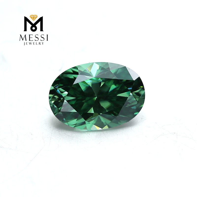 Messi Alahas - Messi Alahas loose moissanite stone oval cut 7x10mm green moissanite diamante Oval 12