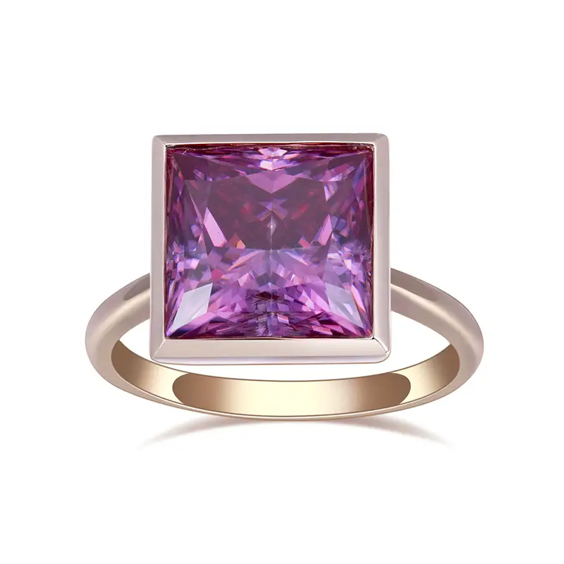 Messi Jewelry - Messi gioielli 14k oro massiccio 9,5*9,5 Moissanite rosa Donne Gioielli Anello Classic Style Rings 1