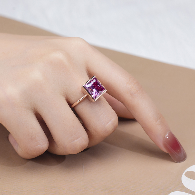 Messi Jewelry - Messi Jewelry 14k solid gold 9.5*9.5 pink moissanite women Jewelry Ring classic Style Rings 9