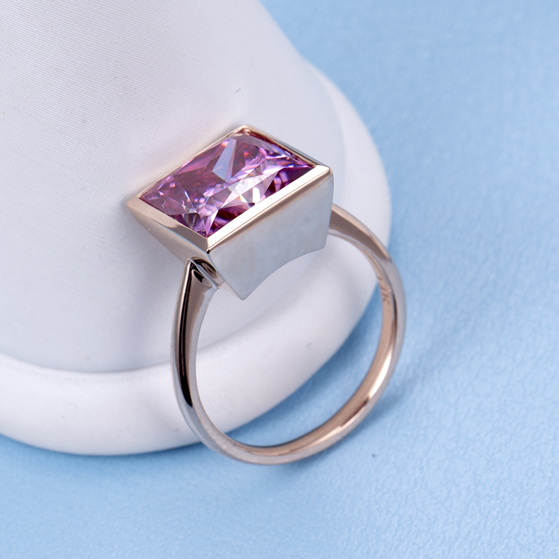 Messi Jewelry - Messi Jewelry 14k solid gold 9.5*9.5 pink moissanite women Jewelry Ring classic Style Rings 10