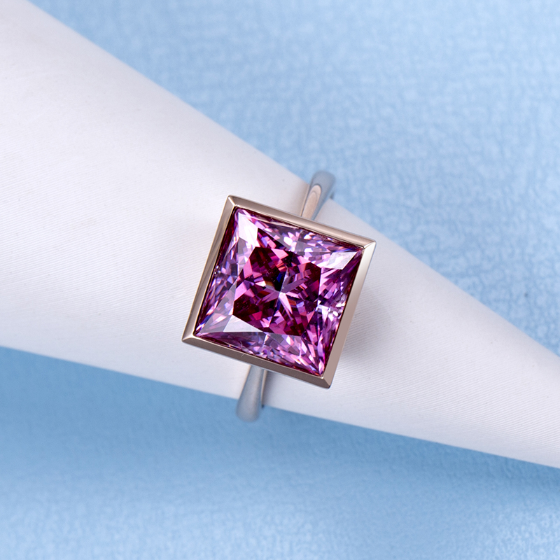 Messi Jewelry - Messi Jewelry 14k solid gold 9.5*9.5 pink moissanite women Jewelry Ring classic Style Rings 12