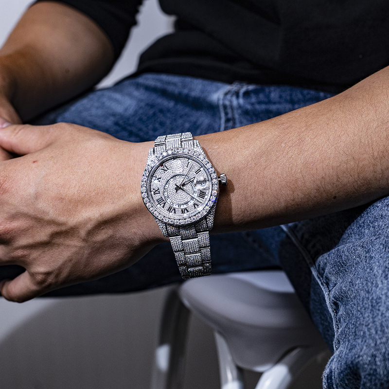 Messi Alahas - Business Hip Hop Moissanite Diamond Watch Ipasibo ang Moissanite nga Relo 14