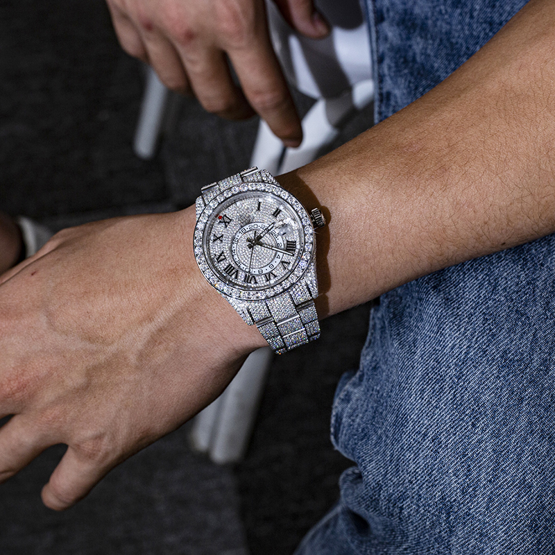 Messi Alahas - Business Hip Hop Moissanite Diamond Watch Ipasibo ang Moissanite nga Relo 15