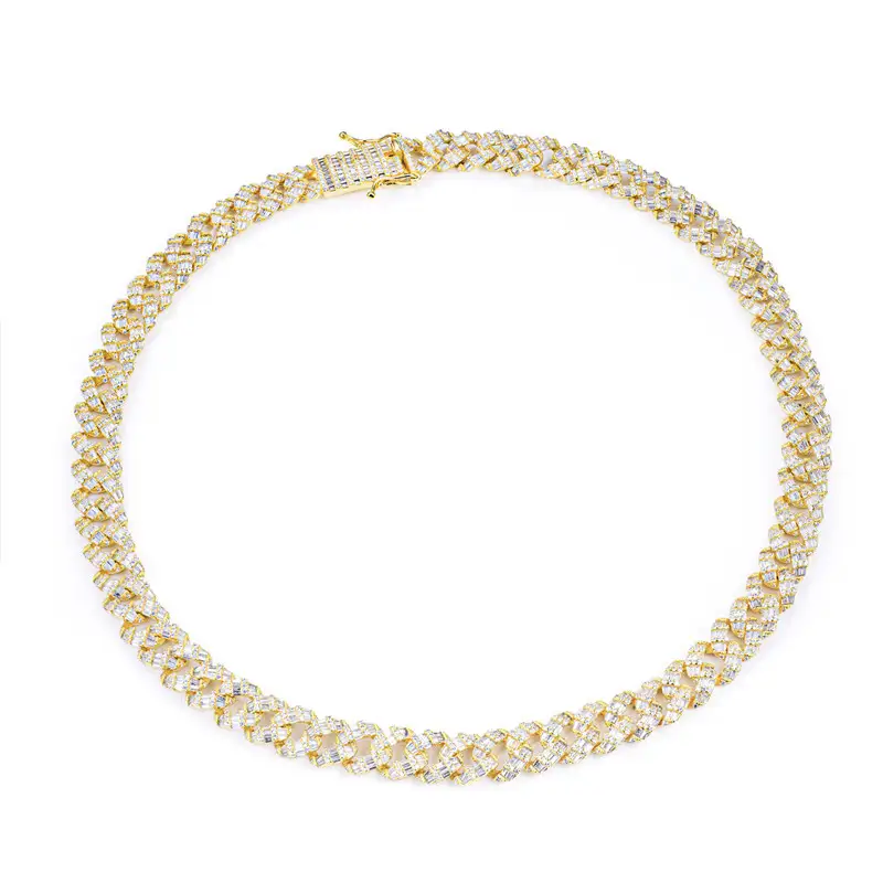 Gioielli Messi - 20 pollici 925 Sterling in argento cubico zircone gemma gemella a catena cubana Bracciale 1