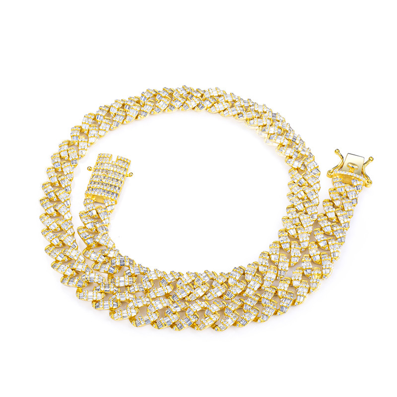 Messi Jewelry - 20inch 925 sterling silver cubic zircon gemstone cuban chain link Bracelet 9