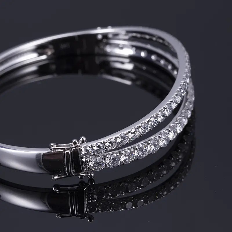 18k White Gold Half Eternity Lab Diamond Bracelet 4