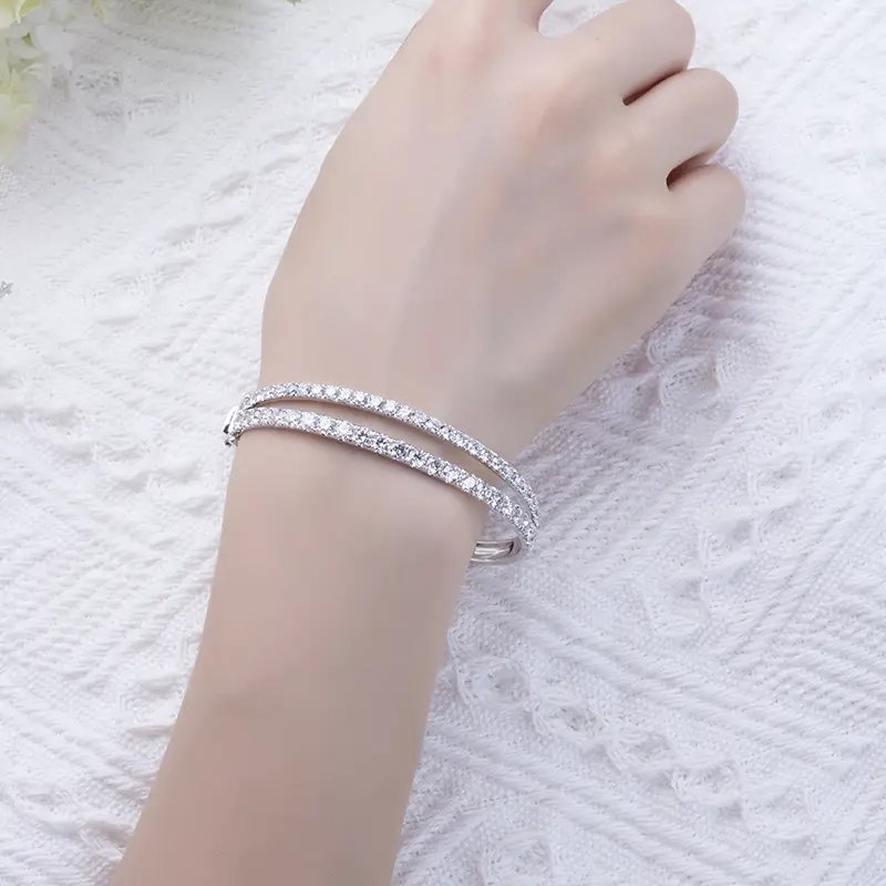 18k White Gold Half Eternity Lab Diamond Bracelet 7