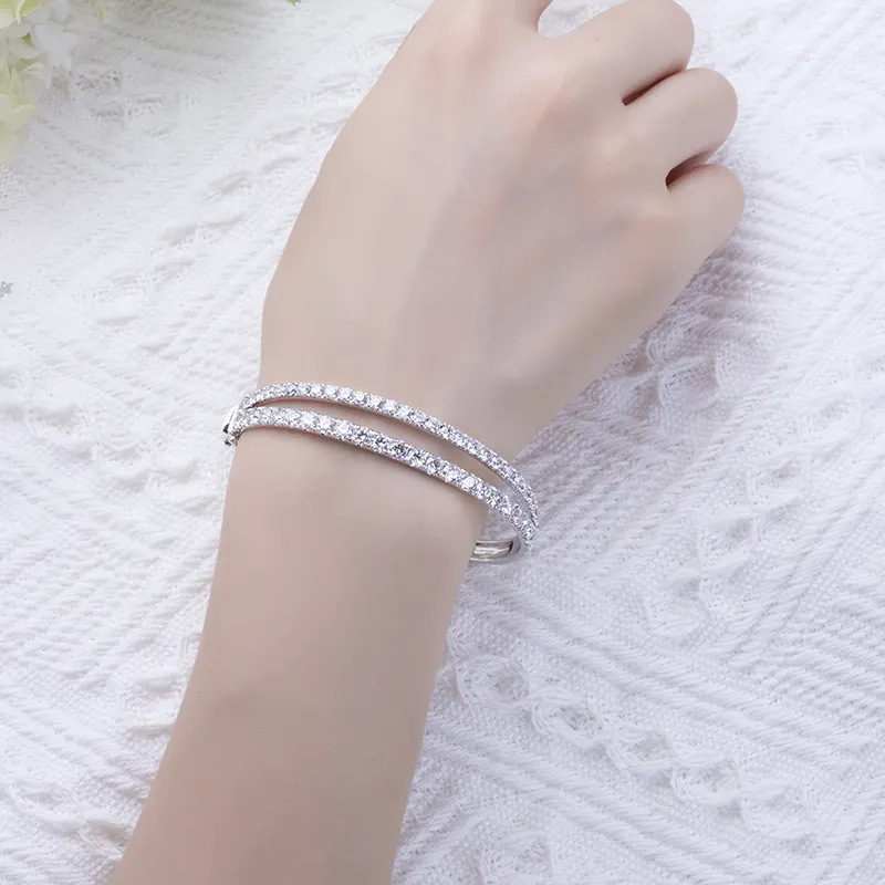 18k White Gold Half Eternity Lab Diamond Bracelet 7