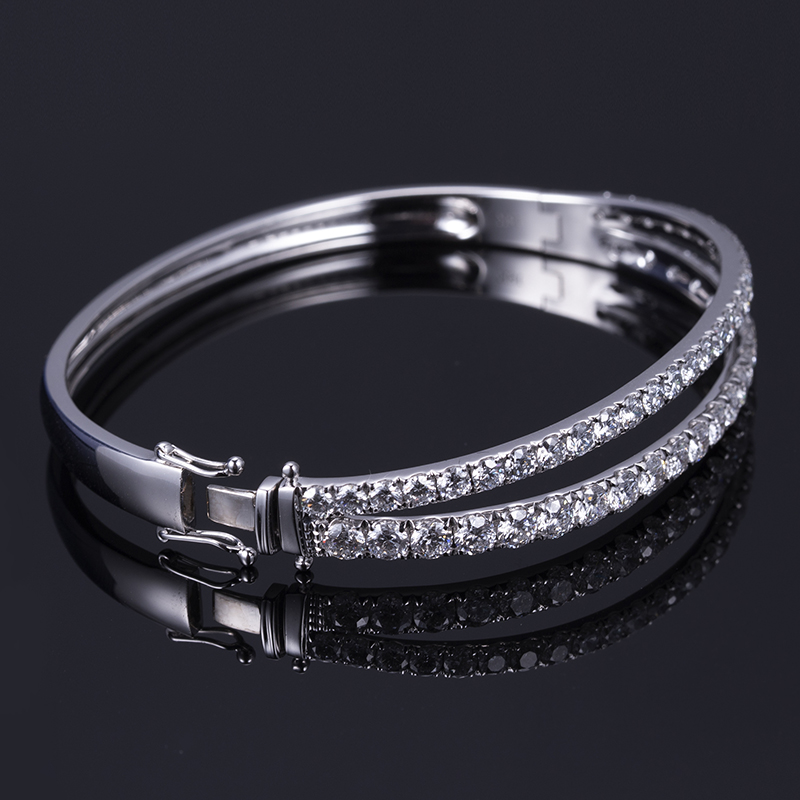 Messi Jewelry - MS-466 18k White Gold Fashion Jewelry Half Eternity Lab Diamond Bracelet Bracelets 15