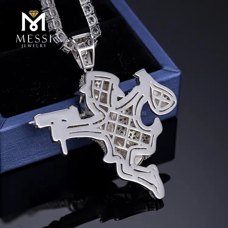 Messi Jewelry Hip Hop Moneybag Pendant 925 Silver Necklace 6