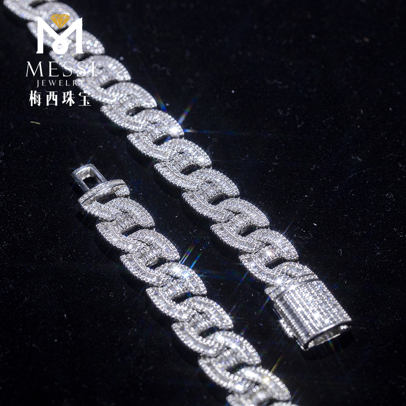 MSN-533 Customization 925 Sterling Silver Cub Zirconia Cuban Link Chain Necklace 11
