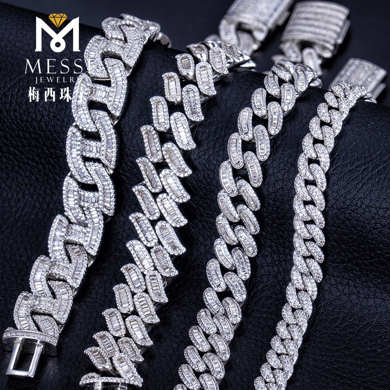 MSN-533 Customization 925 Sterling Silver Cub Zirconia Cuban Link Chain Necklace 8
