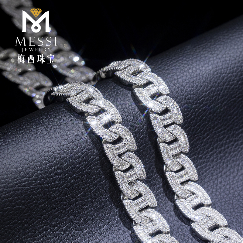 MSN-533 Customization 925 Sterling Silver Cub Zirconia Cuban Link Chain Necklace 9