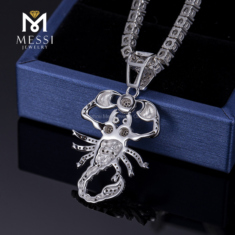 Messi Alahas - Messi alahas hip hop 925 sterling silver nga alahas zircons scorpion chain necklace Moissante Pendant 10