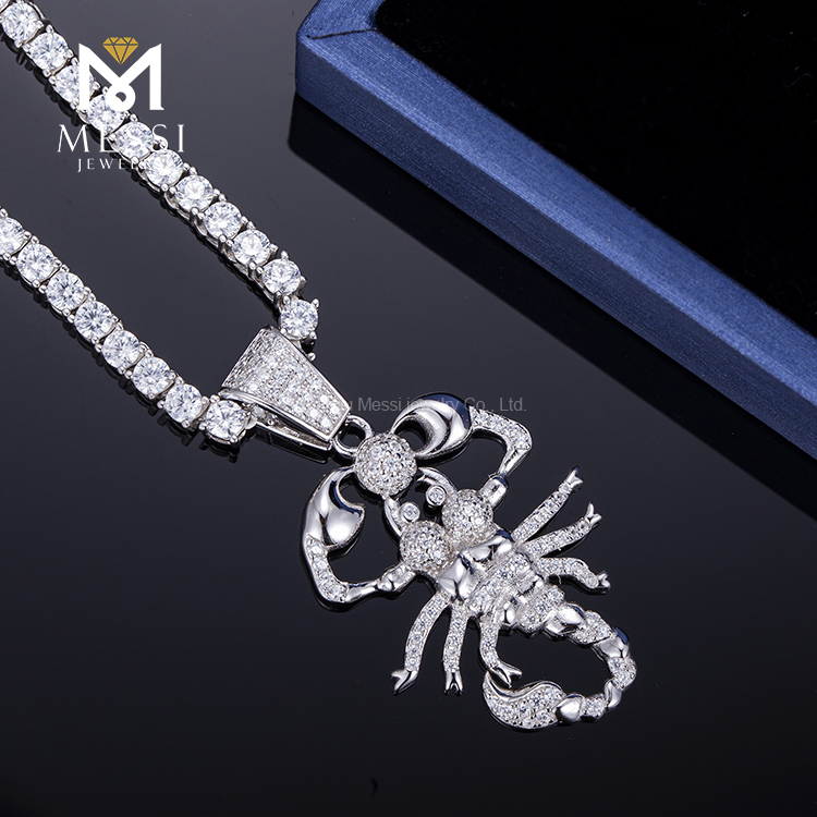 Messi Alahas - Messi alahas hip hop 925 sterling silver nga alahas zircons scorpion chain necklace Moissante Pendant 9