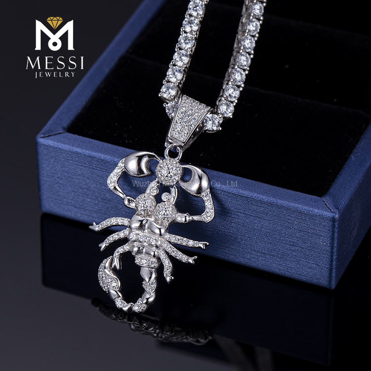Messi Alahas - Messi alahas hip hop 925 sterling silver nga alahas zircons scorpion chain necklace Moissante Pendant 8