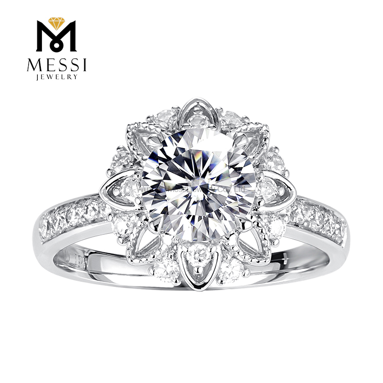 Messi Jewelry - Messi Gems manufacturer price Chinese flower shape round cut 1Ct DEF moissanite tender women Ring Rings 8