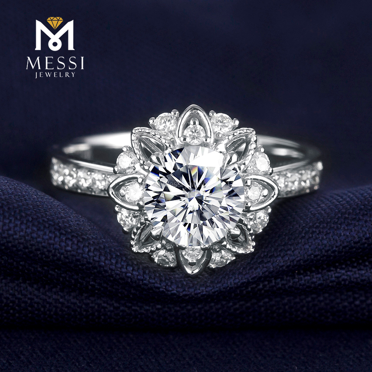 Messi Jewelry - Messi Gems manufacturer price Chinese flower shape round cut 1Ct DEF moissanite tender women Ring Rings 11
