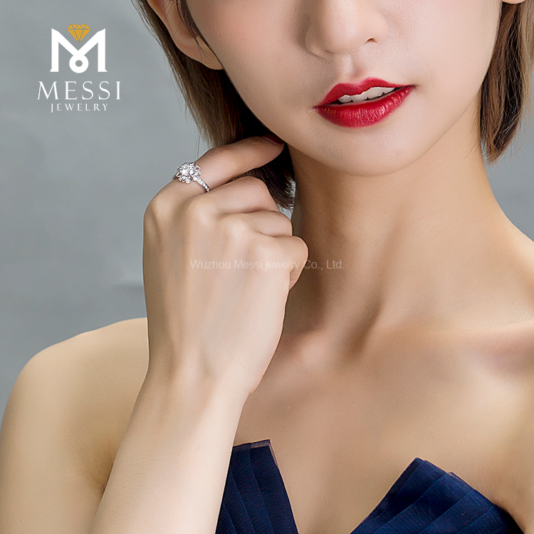 Messi Jewelry - Messi Gems manufacturer price Chinese flower shape round cut 1Ct DEF moissanite tender women Ring Rings 14