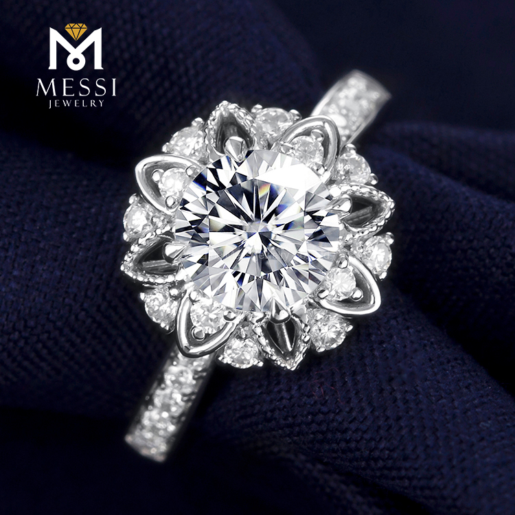 Messi Jewelry - Messi Gems manufacturer price Chinese flower shape round cut 1Ct DEF moissanite tender women Ring Rings 10