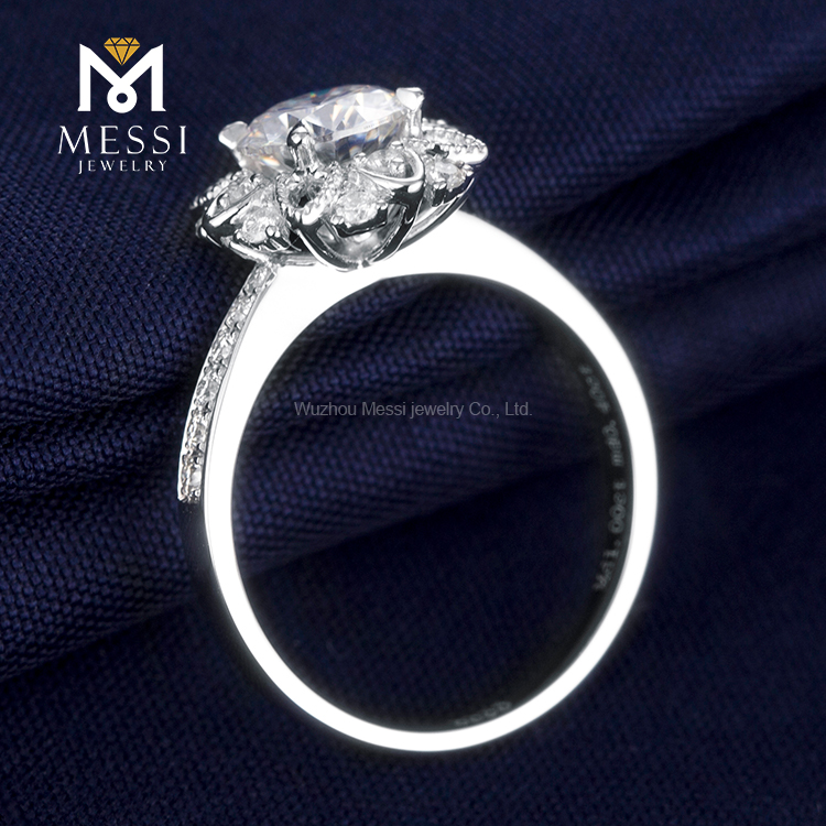 Messi Jewelry - Messi Gems manufacturer price Chinese flower shape round cut 1Ct DEF moissanite tender women Ring Rings 12