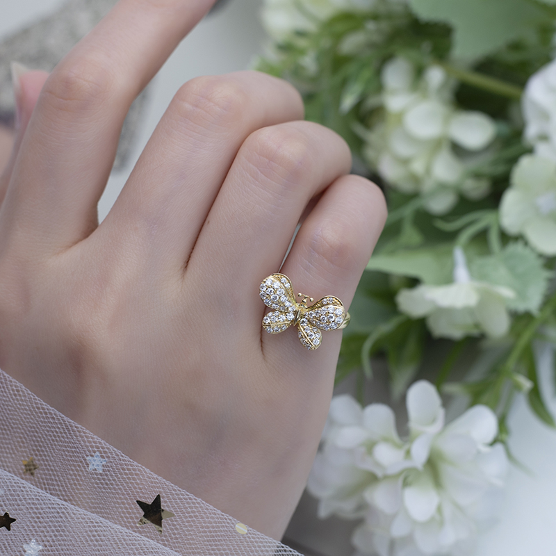 메시 보석 - 메시 보석 MSR -508 나비 모양 18K 옐로우 골드 여성 선물 웨딩 약혼 실험실 다이아몬드 링 실험실 다이아몬드 보석 13