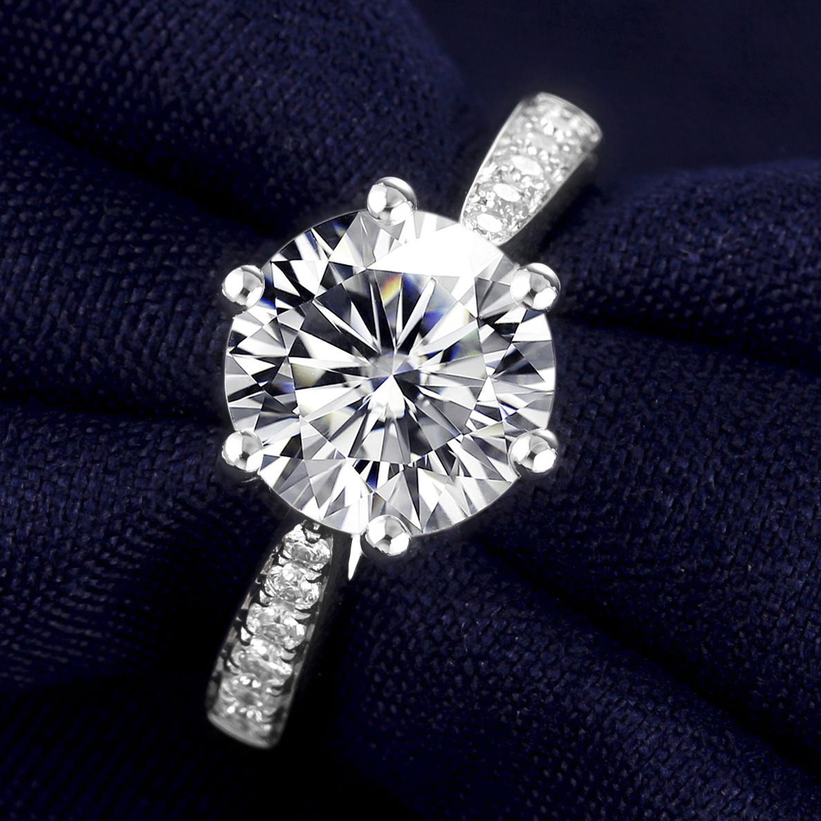 Barang Kemas Messi - Perhiasan Messi Cincin Perkahwinan Pertunangan Berlian Emas Putih Barang Kemas Wanita Bintang Permata Top Perhiasan Wanita Perhiasan St Moissanite Cincin Cincin 10