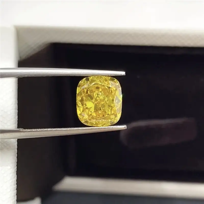 Messi Lab Grown Diamond 2ct Fancy Vivid Yellow Cushion Cut 2