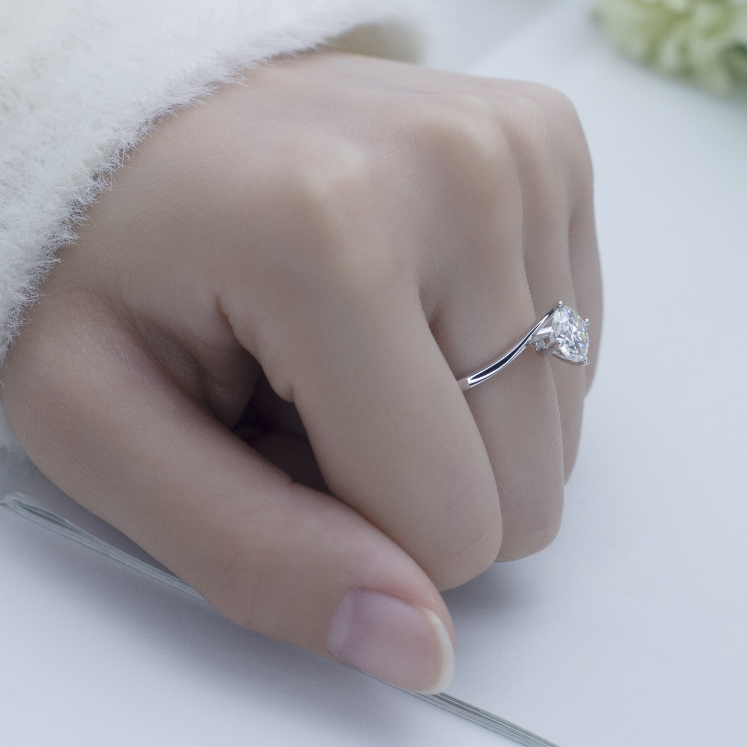 Messi Alahas - Messi Alahas MSR-657 18k White Gold 7mm RD Moissanite Ring Wholesale Rings 12