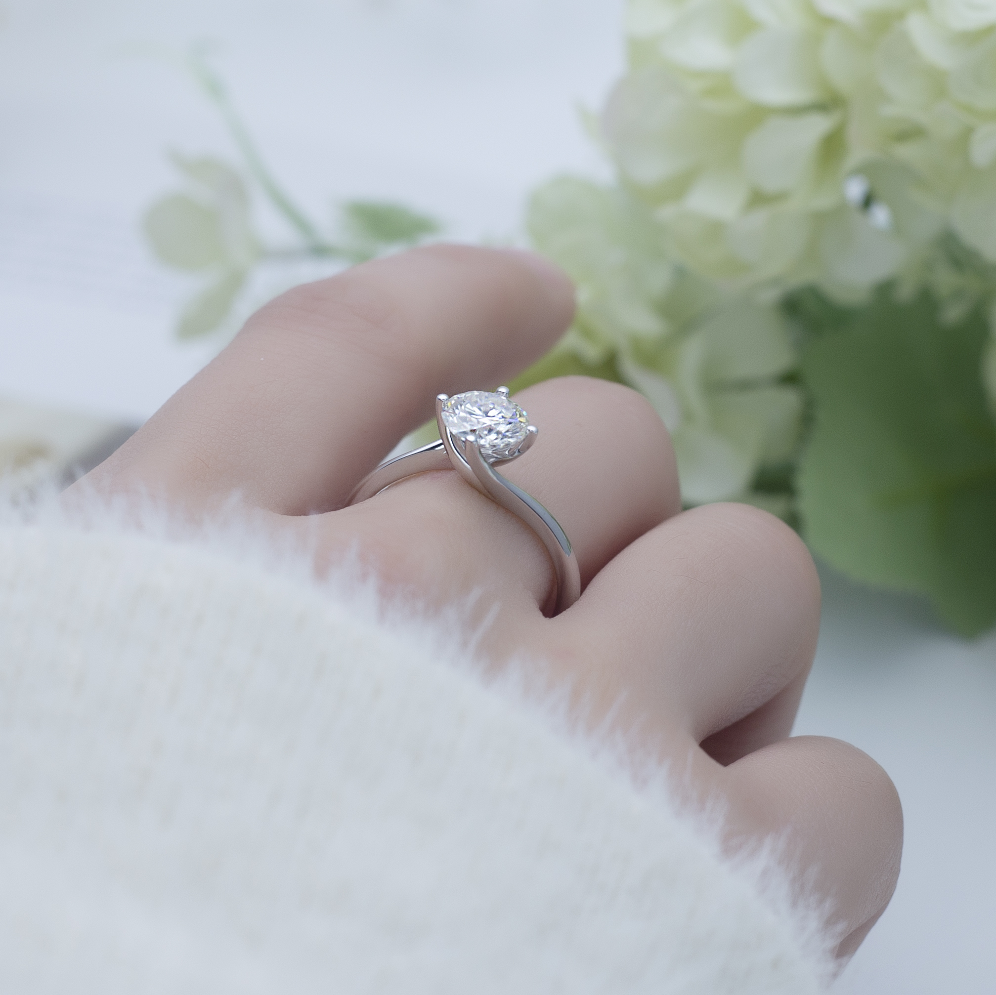 Messi Alahas - Messi Alahas MSR-657 18k White Gold 7mm RD Moissanite Ring Wholesale Rings 10