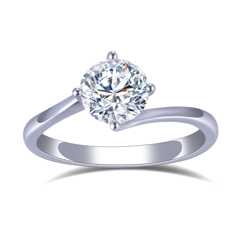 Messi Alahas - Messi Alahas MSR-657 18k White Gold 7mm RD Moissanite Ring Wholesale Rings 8