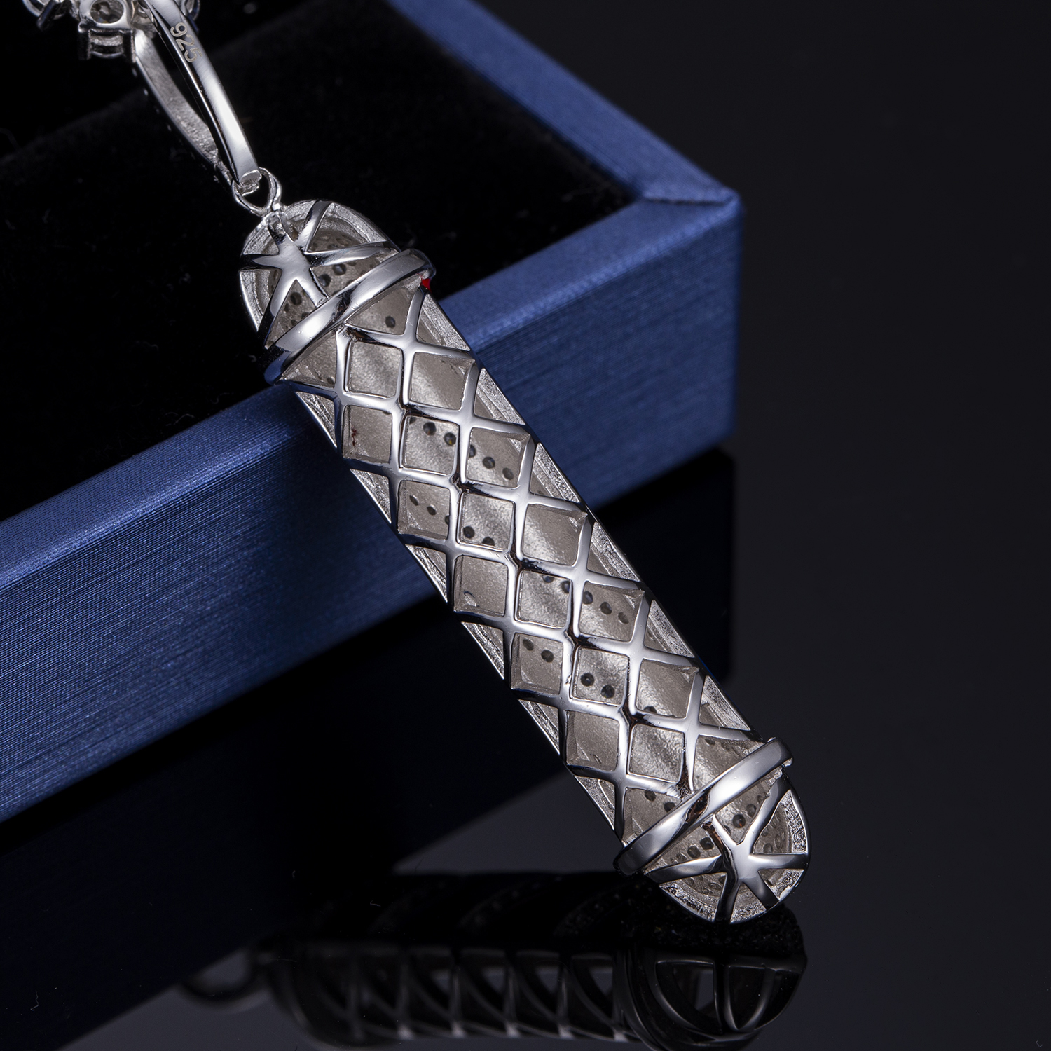 Messi Alahas - Messi alahas nga klasiko nga istilo nga micro zirconia nanguna sa light barber pole 925 sterling silver pendant necklace Moissante Pendant 10