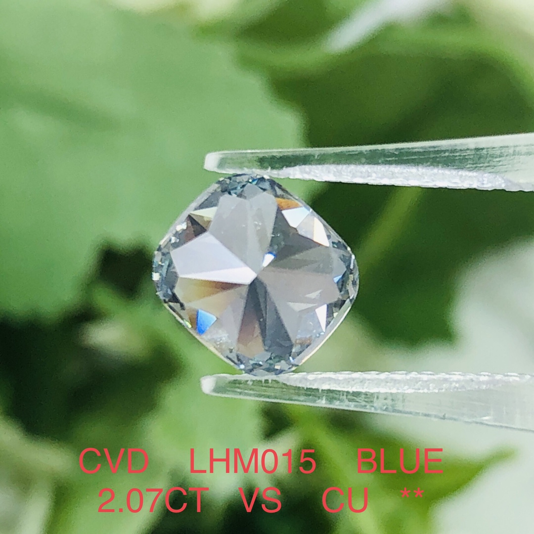 Messi Jewelry - 1ct 2ct Cushion Fancy Color CVD Lab Grown Blue Diamond Blue 12