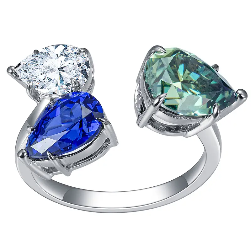 Messi Jewelry - Messi Jewelry Claw Impostazione Donne in oro bianco 18k 3 colori 3 colori anello di diamanti moissanite per donne 1