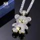925 Silver Teddy Bear CZ Pendant Necklace - Man Made Diamond Rings 4