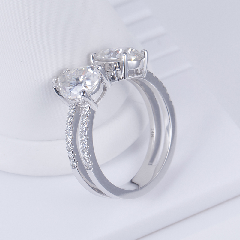 Messi Alahas MSR-682 14K White Gold Moissanite Ring - Rose Gold 9