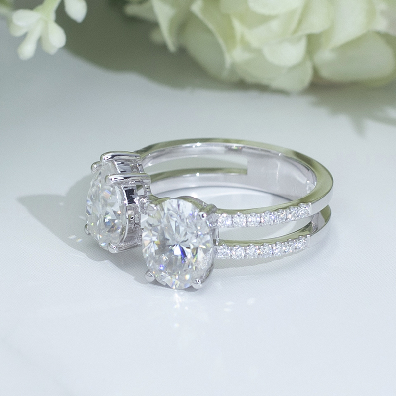 Messi Alahas MSR-682 14K White Gold Moissanite Ring - Rose Gold 10