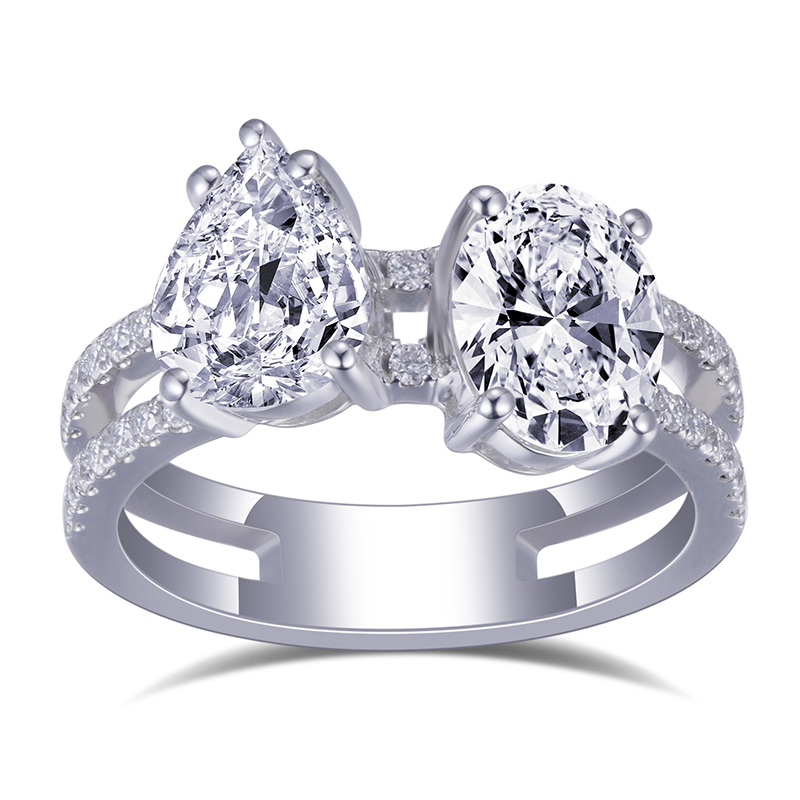 Messi Alahas MSR-682 14K White Gold Moissanite Ring - Rose Gold 8