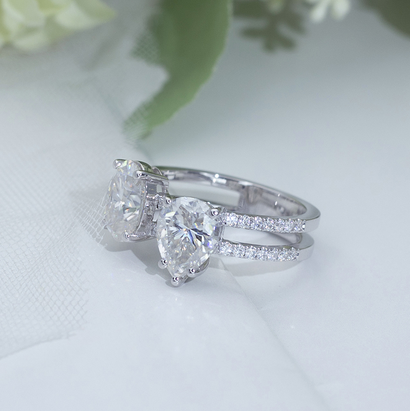 Messi Alahas MSR-682 14K White Gold Moissanite Ring - Rose Gold 11