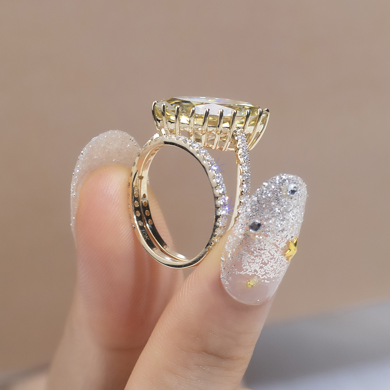 Barang Kemas Messi - Barang Kemas Messi MS-782 kuning emas kuning moissanite diamond marquise cut cincin wanita 12