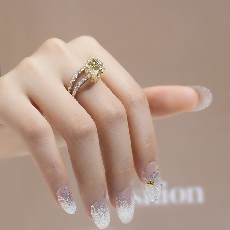 Barang Kemas Messi - Barang Kemas Messi MS-782 kuning emas kuning moissanite diamond marquise cut cincin wanita 11