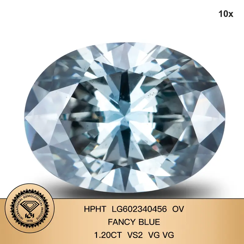 Forma ovale 1.2 Carat Fancy Blue Vs2 Vg Hpht Lab Grown Diamond 1