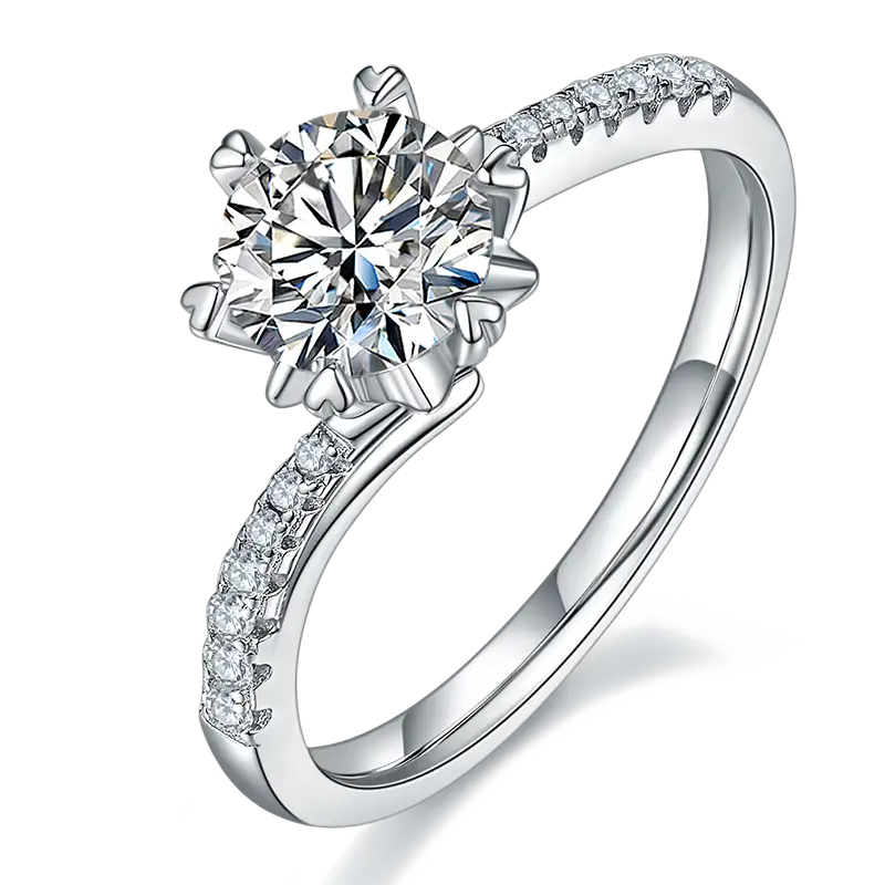 M01E Twist Classic 1ct Moissanite Gold Plaked 925 Sterling Silver Solitaire Anello 1