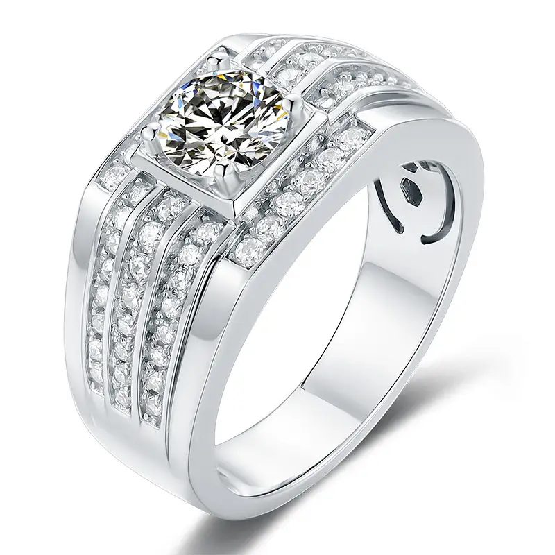 M78A Classics 1ct Moissanite Gold Plaked 925 Sterling Silver Man Ring 1