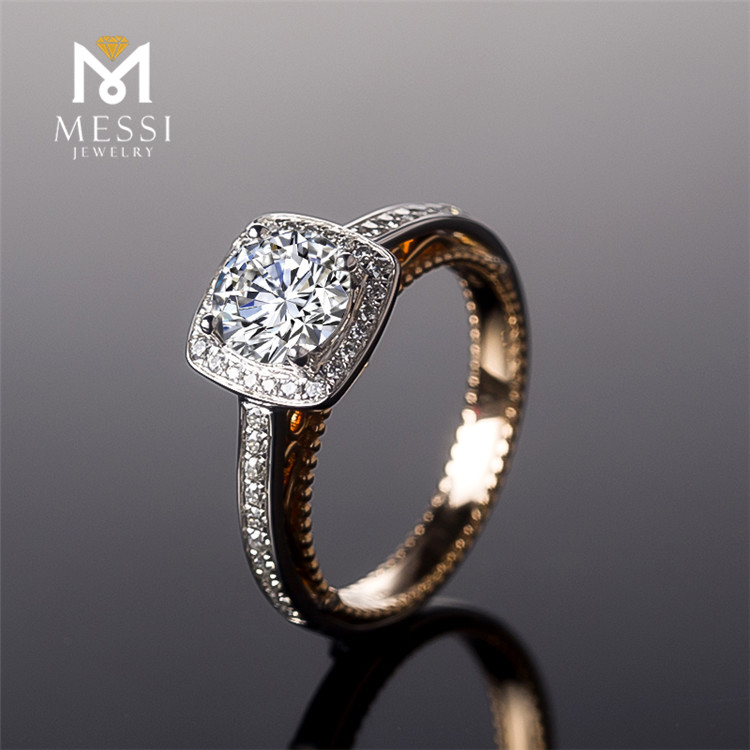Messi Jewelry 1ct moissanite engagement wedding 14k 18k white and rose gold halo moissanite ring