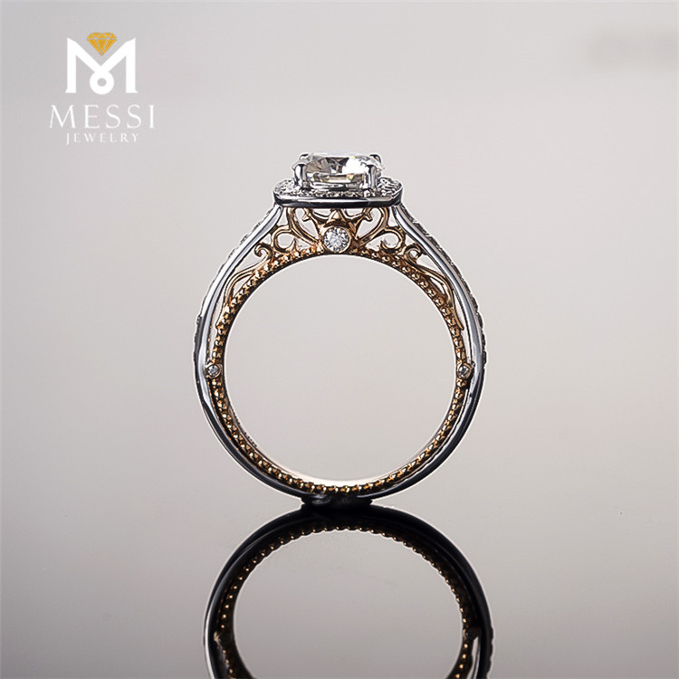 Messi Jewelry 1ct moissanite engagement wedding 14k 18k white and rose gold halo moissanite ring